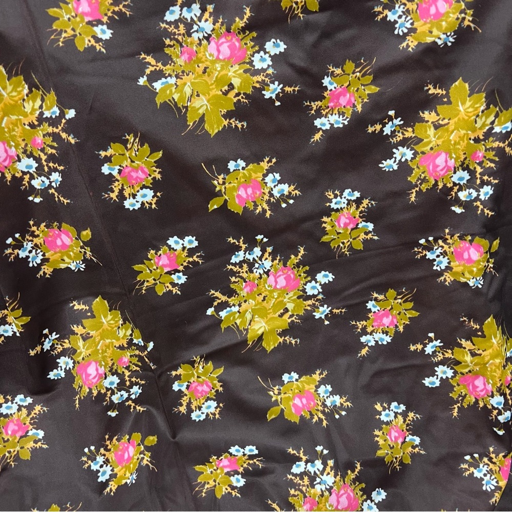1970s Vintage Floral Fabric, by the yard, NOS